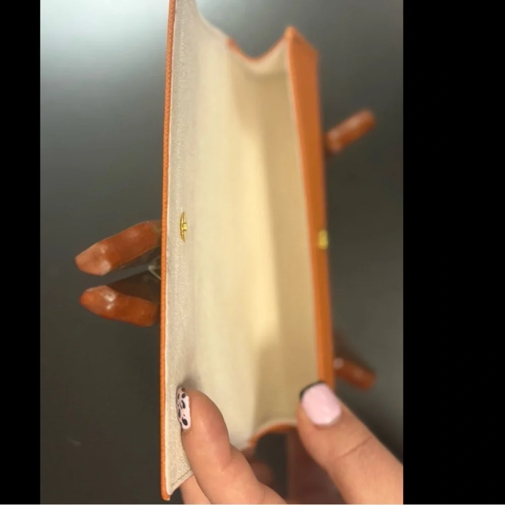 TORY BURCH Authentic Orange Small Hard Eye Glasses Case